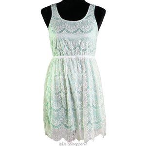 Others Follow Women's Lana White Lace Mint Green Satin Sleeveless Mini Dress
